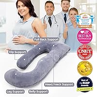 Vista 4 de Momcozy Almohadas de embarazo para dormir, almohada de maternidad de cuerpo completo en forma de U con funda extraíble, soporte para espalda