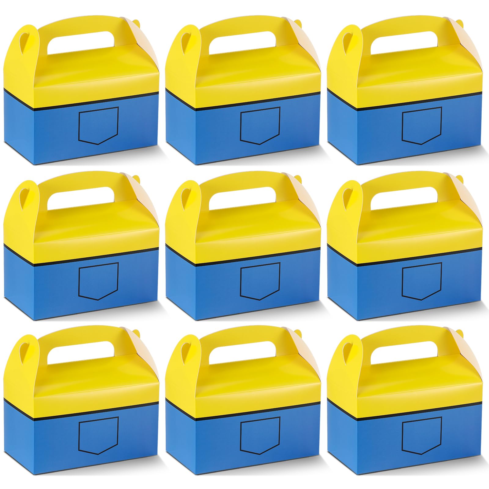 Marspark 24 Pack Yellow Cartoon Birthday Party Supplies, Paper Gift Boxes, Cartoon Candy Boxes for Birthday Party Decorations(Yellow Pattern)