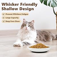 Vista 2 de Ceramic Cat Food Bowls - 4 Pack Shallow Plates for Wet Food, Whisker-Friendly Feeding Dish with Non-Slip Silicone Base, Microwave & Dishwasher Safe