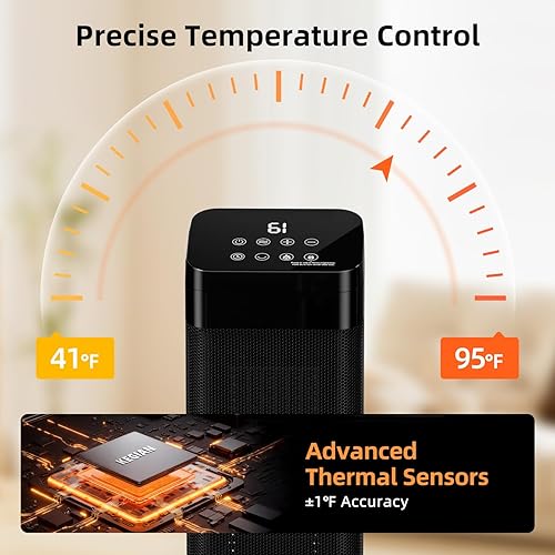 Miniatura 5 de Calentador de espacio para habitación grande, calentadores eléctricos para uso en interiores con control remoto, termostato ajustable, oscilación de