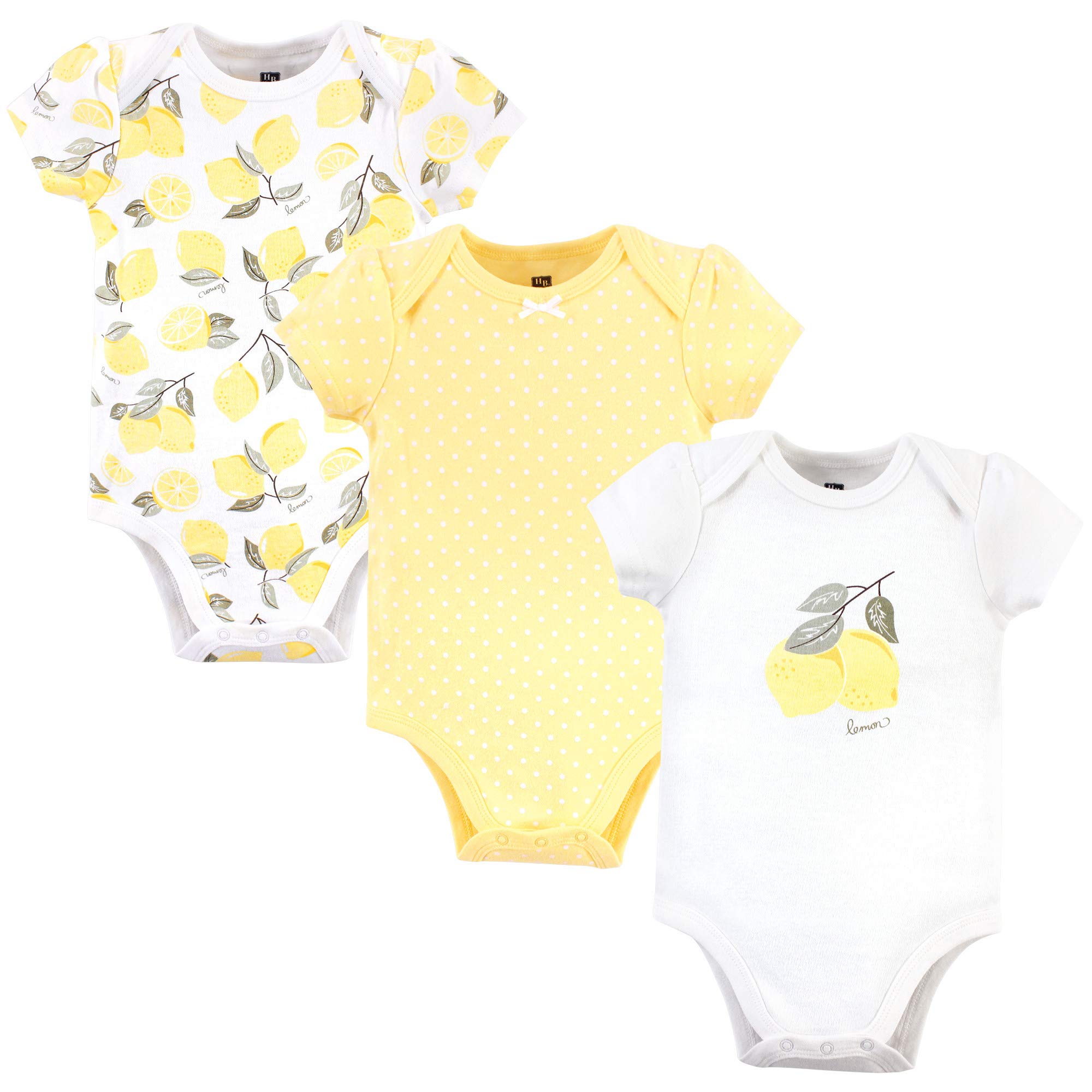 Unisex Cotton Bodysuits, Lemon, 3-6 Months