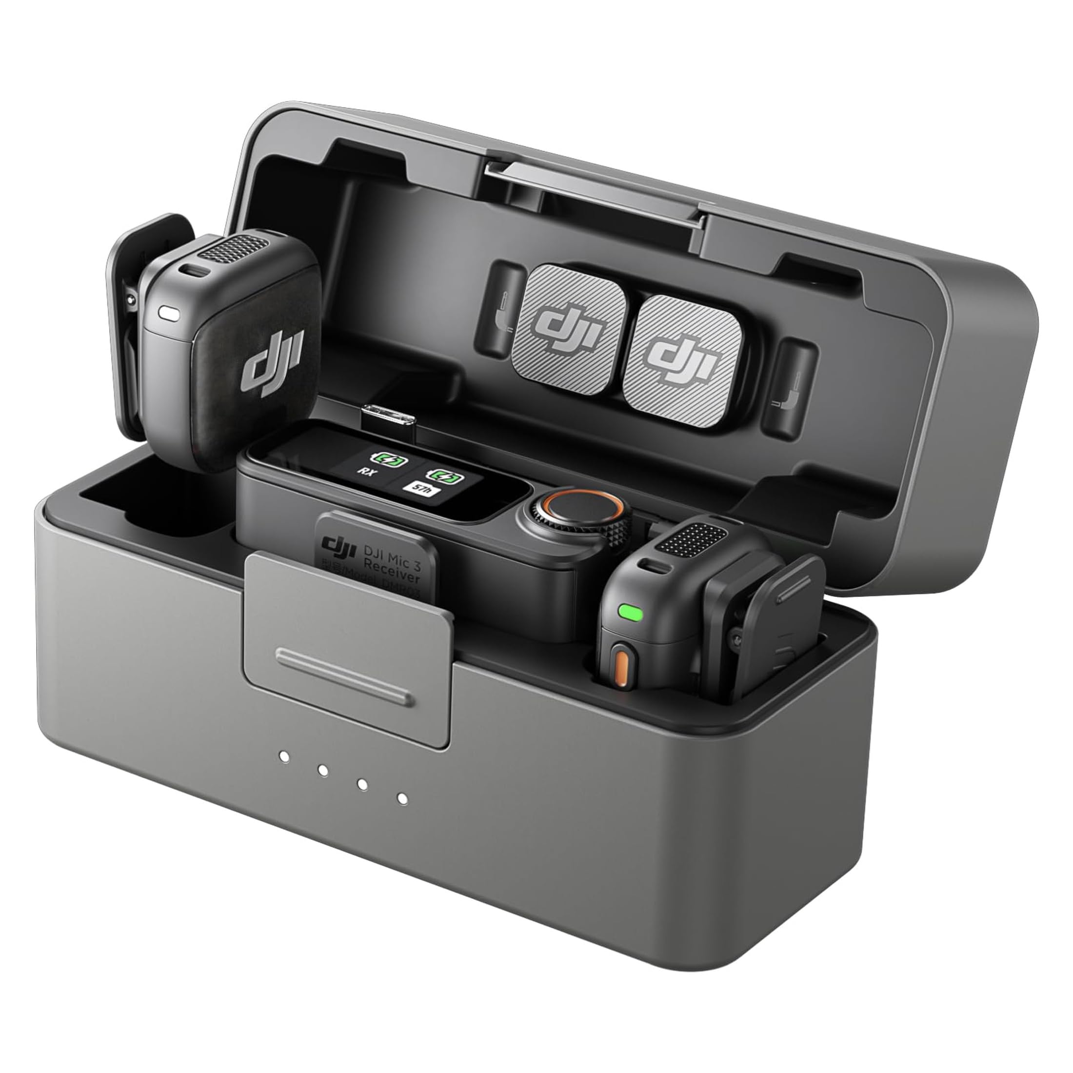 DJI Mic 3 (2 TX + 1 RX + Charging Case), Wireless Microphone for iPhone/Camera/Android, Ultralight, Adaptive Gain Control for Balanced Volume, Dual Band Anti-Interference, 28hrs Use, Vlog