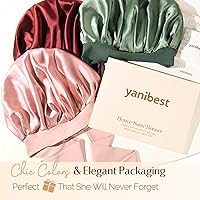 Vista 9 de YANIBEST Gorro de satén ajustable para mujeres que duermen, envoltura de doble capa para el cabello, reduce la fricción y evita el encrespamiento