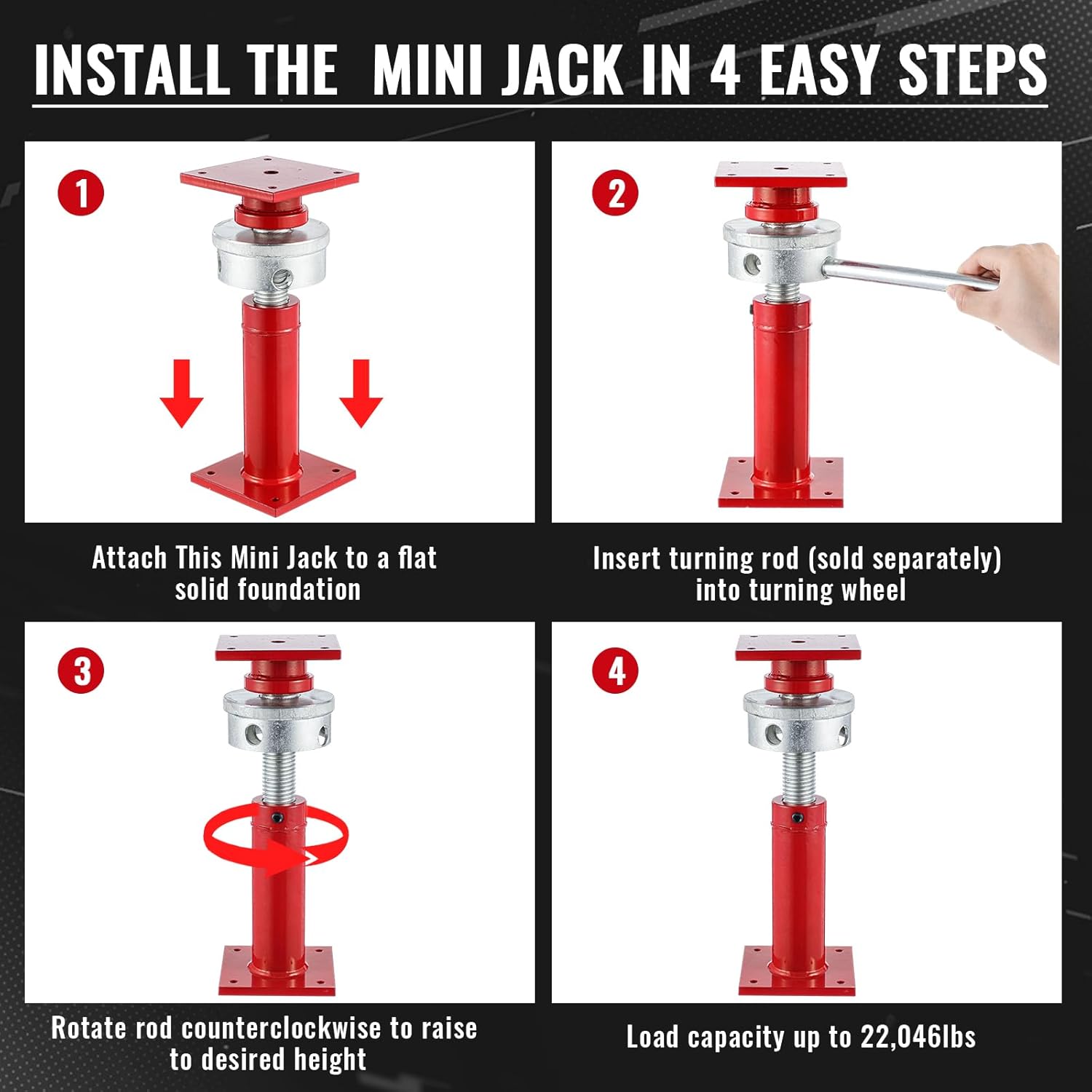 Adjustable Screw Jack Post for House Leveling, Manufacturing House Jacks with Wrench Screw Steel Shores, Range of Adjustment(9.5''-15'',Red,1 Pcs)