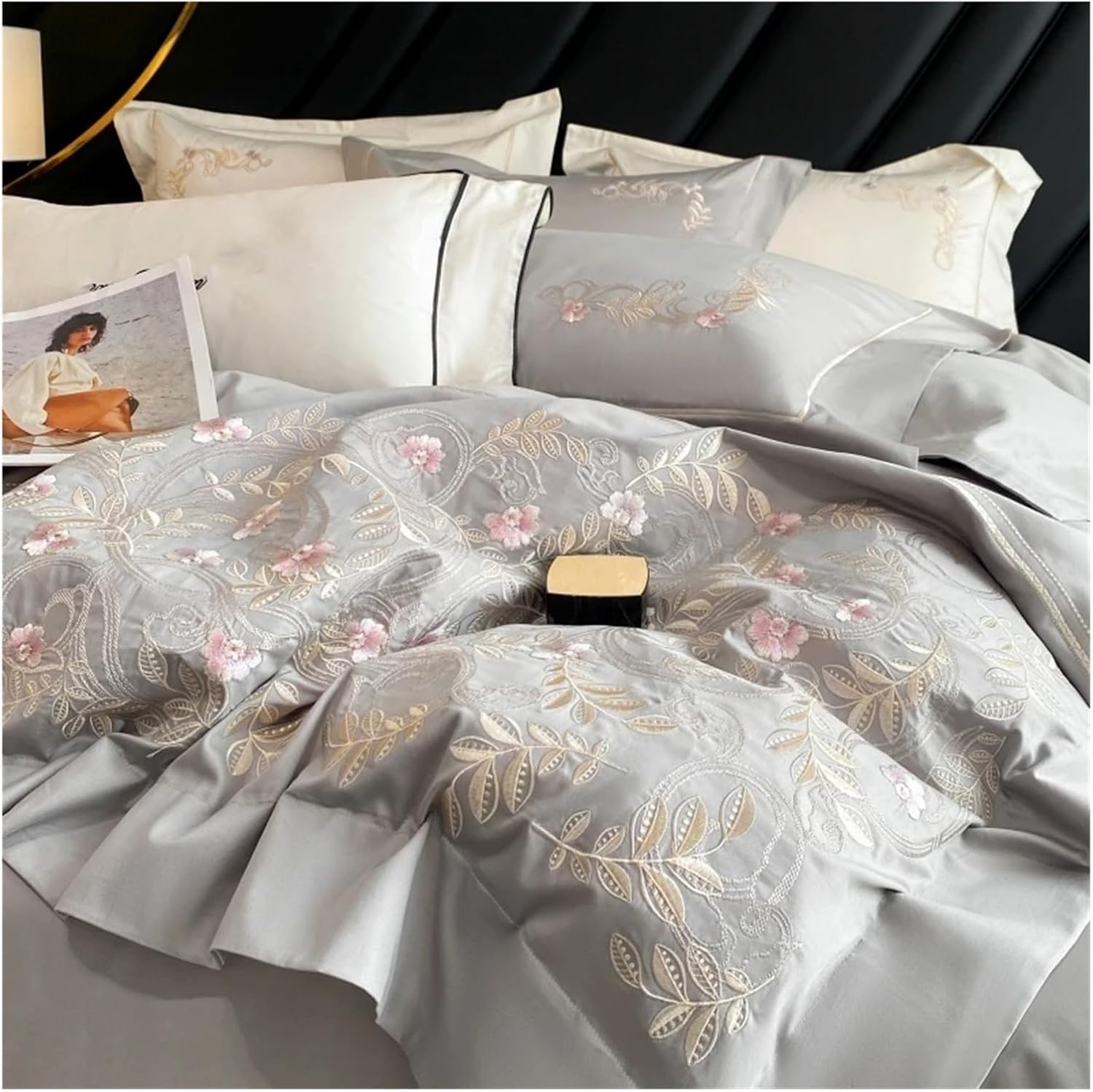 High-end Embroidered Comforter Bedding Set Long Staple Cotton Bed Linen Bed Cover Full Set Duvet Cover Bed Sheets Pillow Cover,Bed