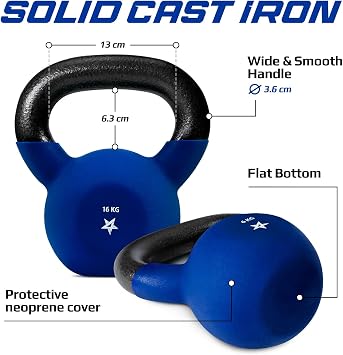 Yes4All 2-20kg Neoprene Coated Cast Iron Kettlebell, Kettle Bell Weight Sets for Home Gym Fitness & Weight Training - Multicolor Kettlebells, Single