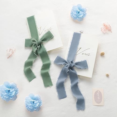 Miniatura 5 de Cinta de gasa, 3 rollos de cintas de gasa hechas a mano con flecos, 1.5 pulgadas x 7 yardas, juego de cintas de gasa para envoltura de regalos,