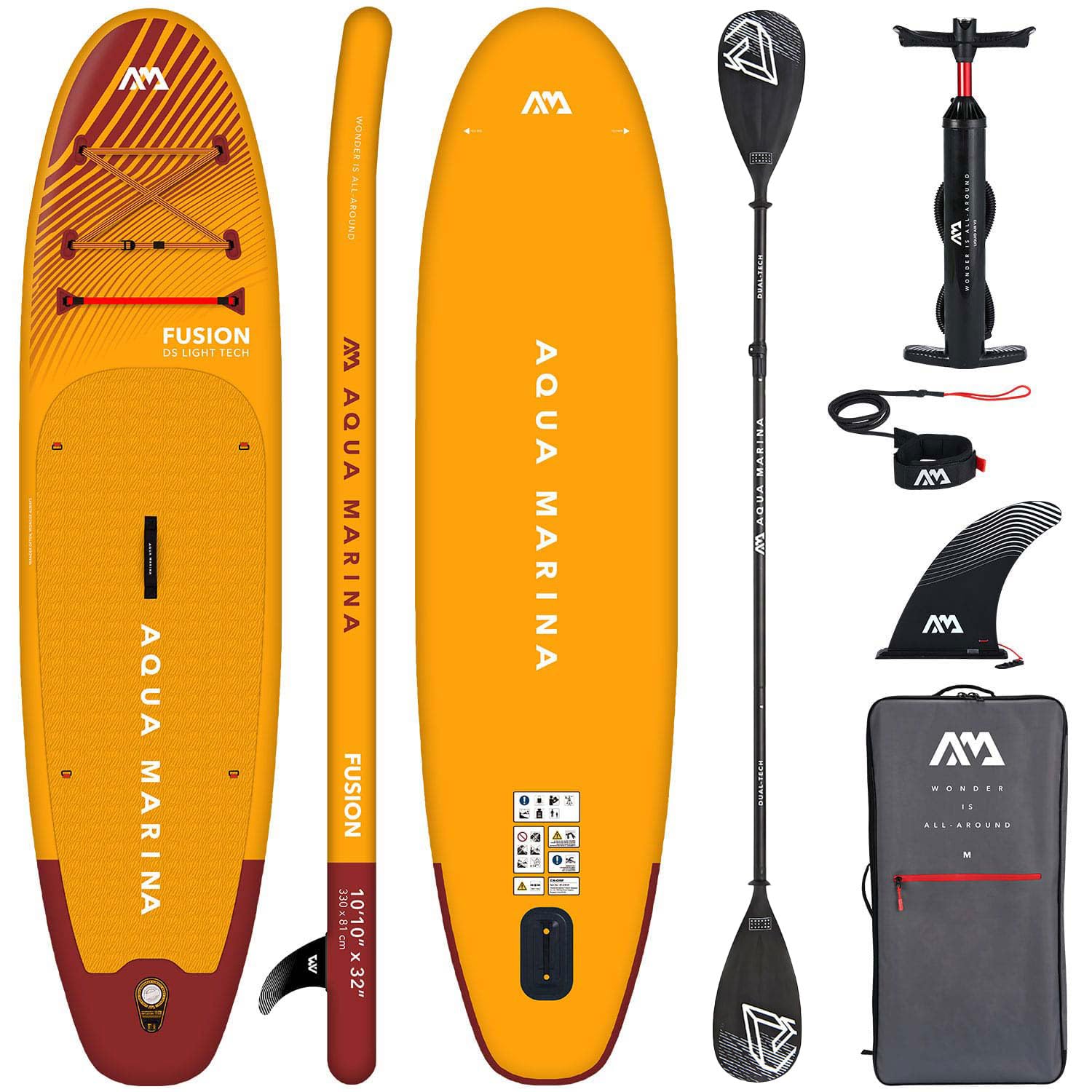 Aqua Marina Aquamarina Fusion Planche de stand up paddle gonflable avec pagaie double technologie Noir 330 x 81 x 15 cm