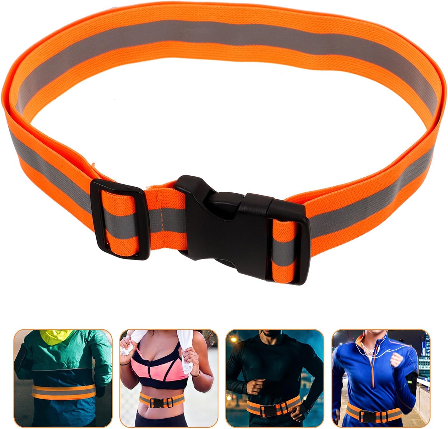 Sosoport Running Belt Waist Belt Reflective Elastic Band Belt Sash Running Safety Gear Light Up Running Belt Lumbar Support