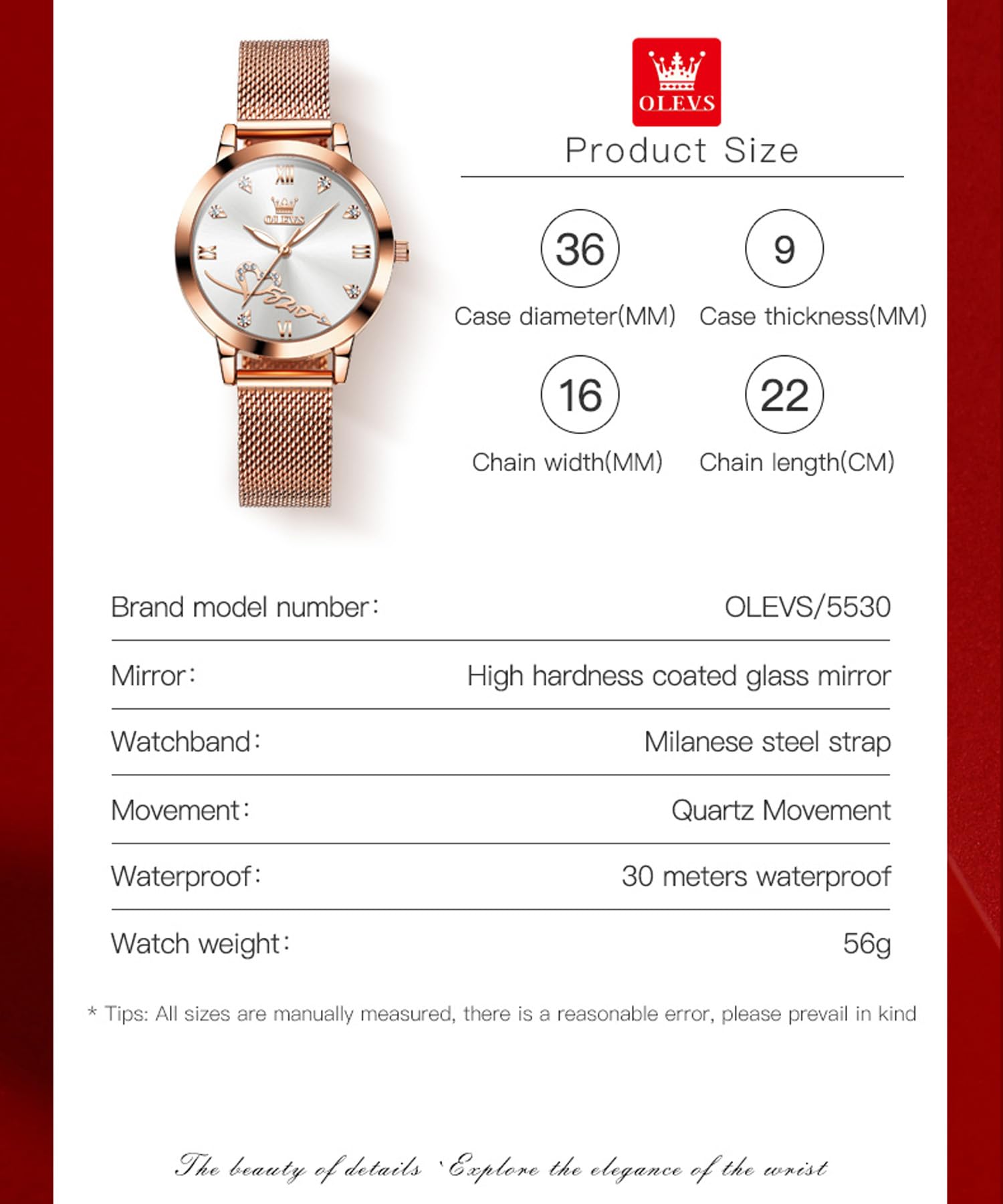 OLEVS Orologio Donna Lusso Oro Rosa Donna Slim Thin Leggero Orologio In Acciaio Inox Mesh Orologi Moda Impermeabile Orologio da Polso Donna,Bracciale Regolabile