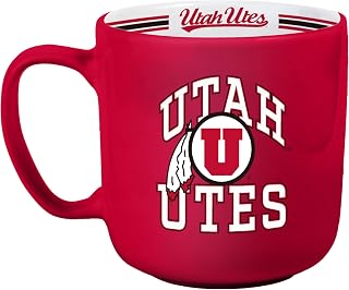 NCAA Utah Utes 15oz Stripe Mug - Team Logo, Inside Print, Standard Handle, Microwave & Dishwasher Safe