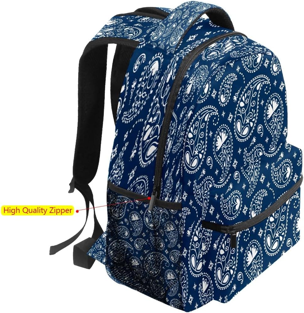 College Bookbag Paisley Blue School Bag Business Laptop Backpack Travel Hiking Daypack Large Diaper Bag for Adult Girls Boys - Image 4
