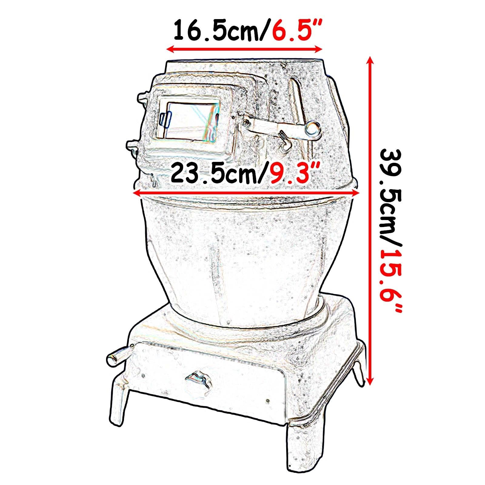 Stufa a Legna in Ghisa con Canna Fumaria da 400cm e 2 Gomiti Stufa da Campeggio Portatili per Interni ed Esterni Forno a Legna da Esterno per Riscaldare, Cucinare(23.5 * 23.5 * 39.5cm)