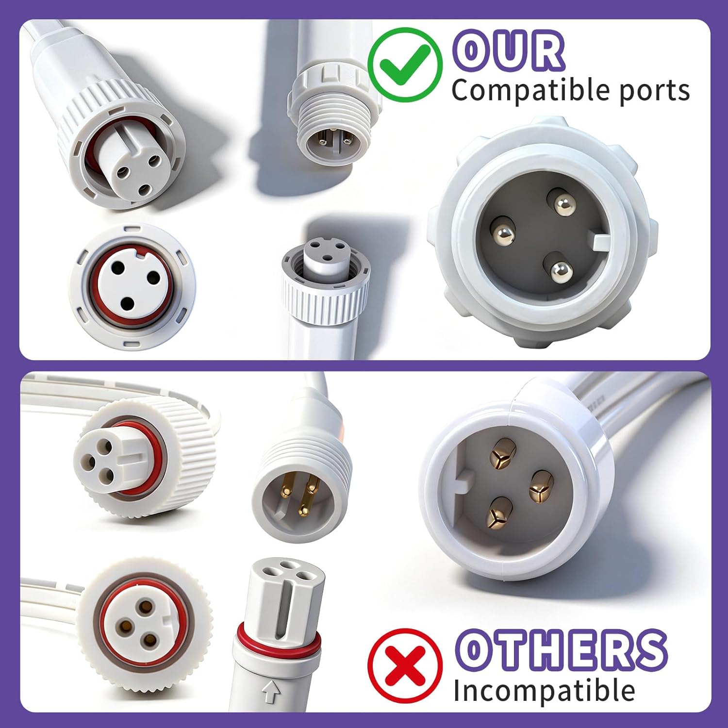 9.8 FT IP68 Waterproof Extension Cable for Govee Permanent Outdoor Lights Prism 3-Pin Power Cord Compatible with Govee H707A H707B H707C Outdoor Dots String Light Extension Wire