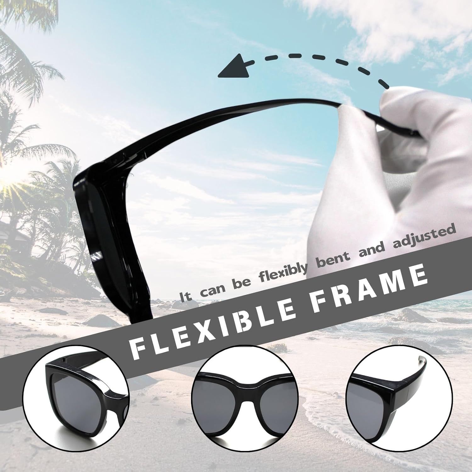 Polarized Sunglasses Fit Over Glasses for Women and men, Oversized Square Sun Glasses UV400 Protection Shades - Image 6