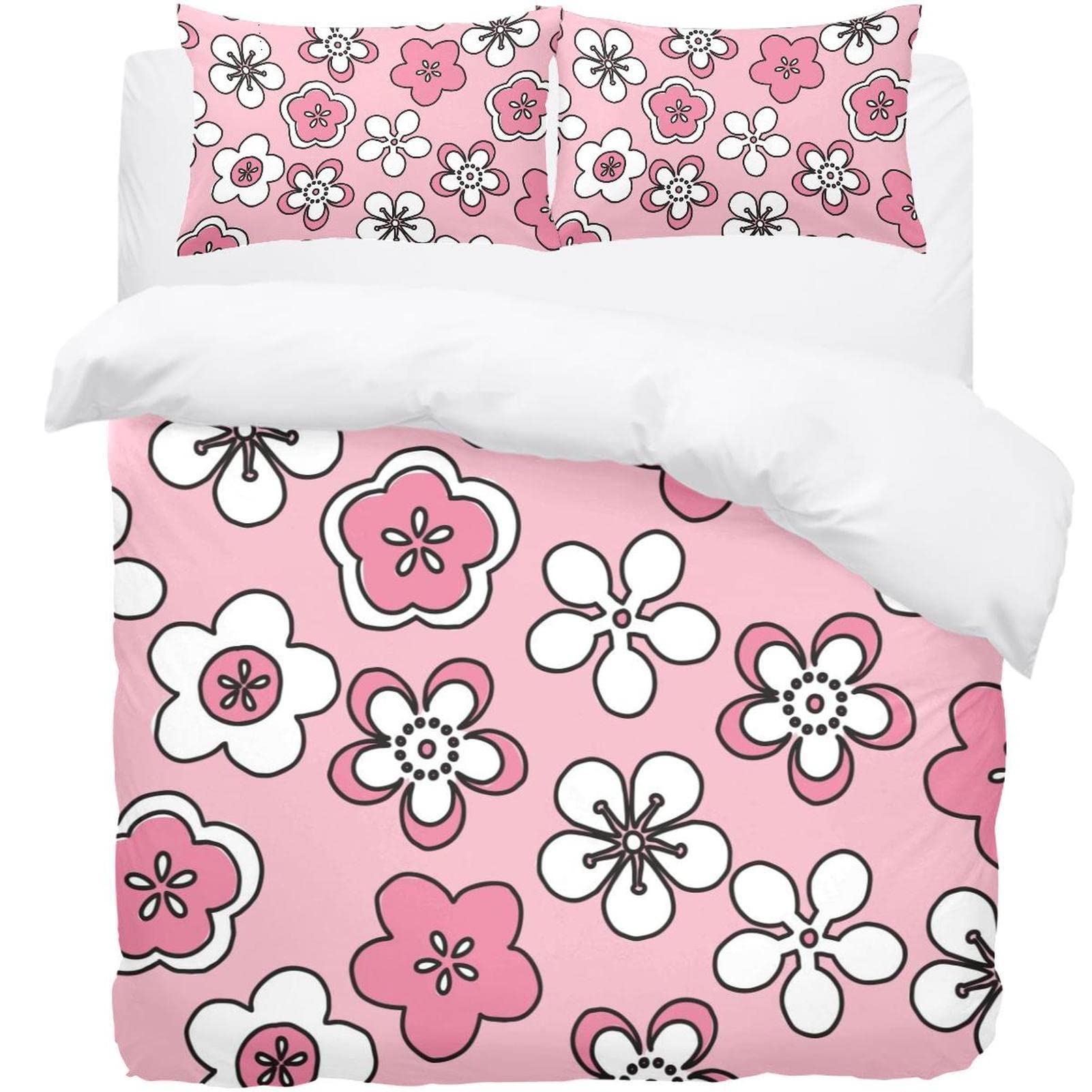 Housse de couette douce fini les nuits rêches avec cette parure de lit florale rose