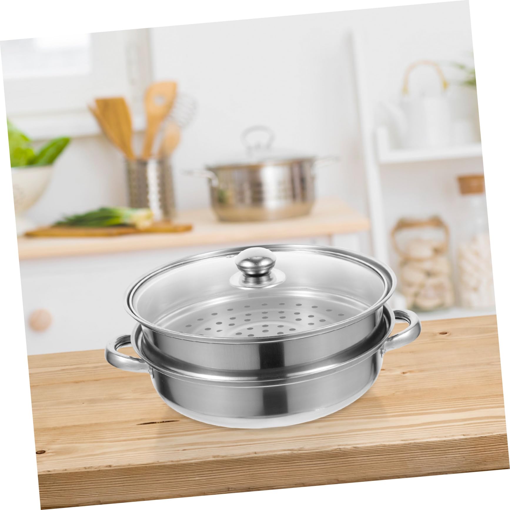 Olla Vaporera de Acero Inoxidable de Doble Capa con Asas para Cocina Familiar y Profesional Potente Cocedero al Vapor para Verduras Pescados y Mariscos Fácil Limpieza Lavavajillas