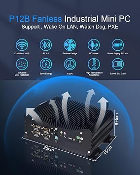 Industrial Mini PC Fanless PC i7 8550U Win11 Pro Mini computer RS232 COM*6