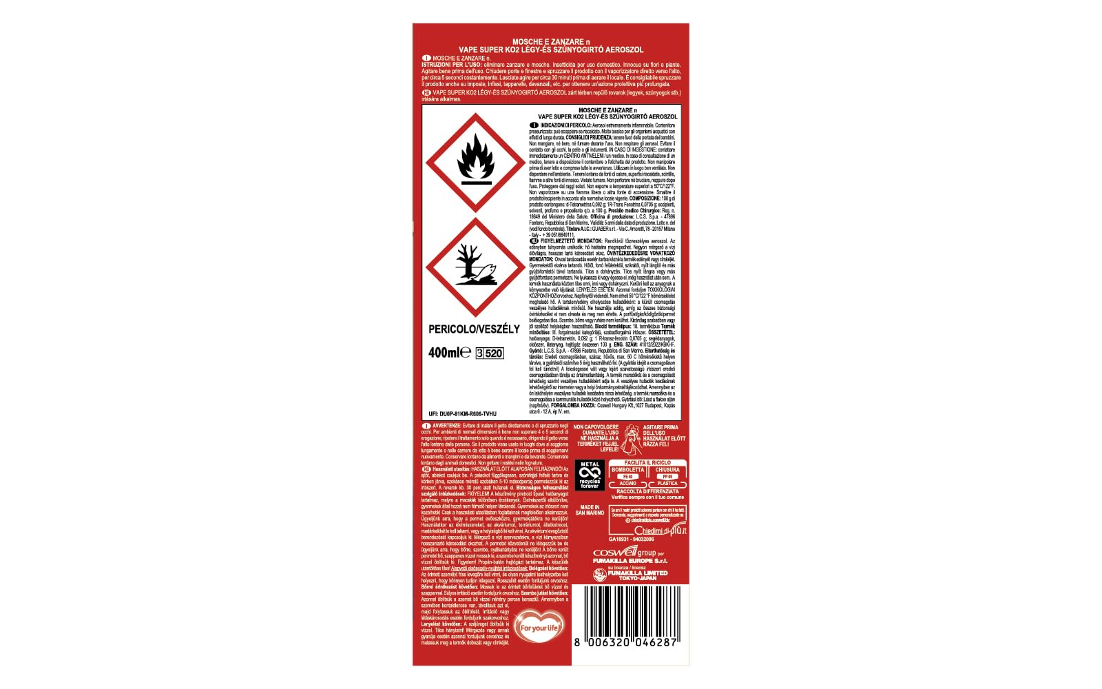 Vape, Mosche e Zanzare Spray, Insetticida per Zanzare e mosche, Adatto per  l'Uso Domestico, Ideale per Eliminare Zanzare e Mosche, Innocuo su Fiori e  Piante, 400 ml : Amazon.it: Giardino e giardinaggio