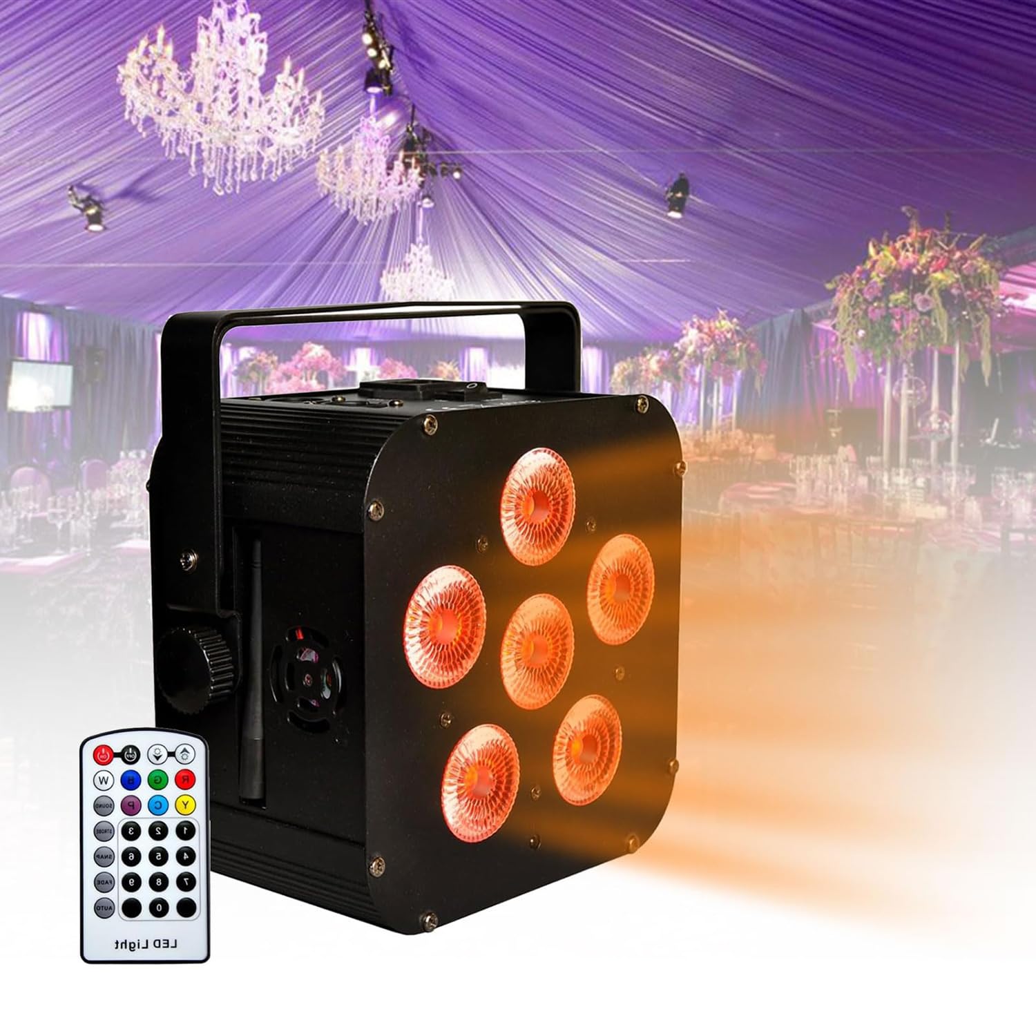 Lumières de scène LED par 6x18W RGBAW+UV sans fil DMX
