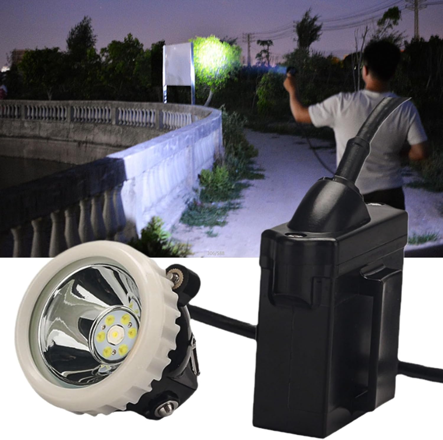 Super Bright Hard Hat Headlamp - Rechargeable LED Headlight for Industrial Work, Mining, Outdoor Adventures (Black)