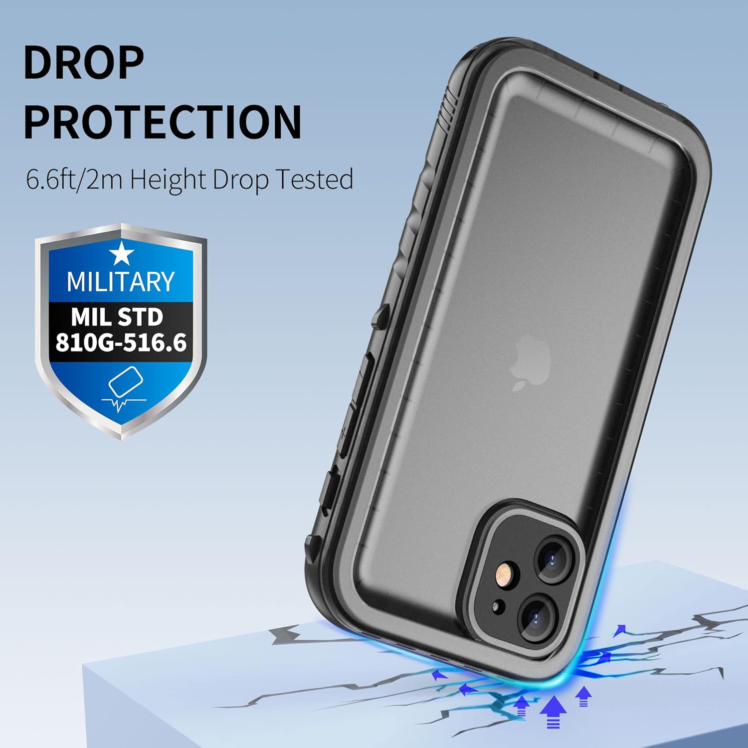 SPORTLINK Compatible with iPhone 12 Mini Waterproof Shockproof Case - Full Body Heavy Duty Underwater Dustproof Rugged 360 Protective Military Grade 5.4 Inch with Camera/Screen Protector (Black) - Image 4