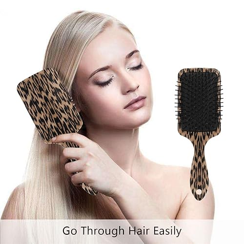 Miniatura 4 de Peine de paleta de cepillo para el cabello, estampado de leopardo Cheeteh para cabello grueso y desenredante antiestático