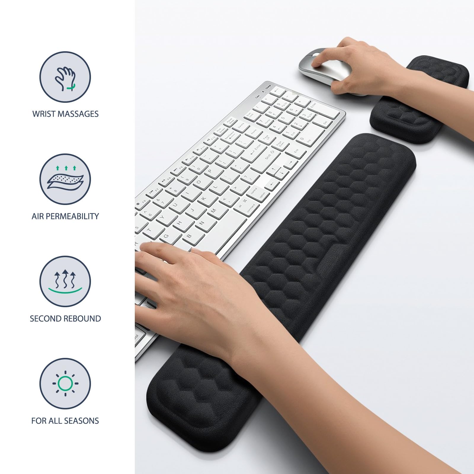 Podkładka pod nadgarstek, podkładka pod nadgarstek do klawiatury, regulowana podkładka pod nadgarstek, podkładka pod nadgarstek dla klawiatury i myszy, ergonomiczna podpora nadgarstka