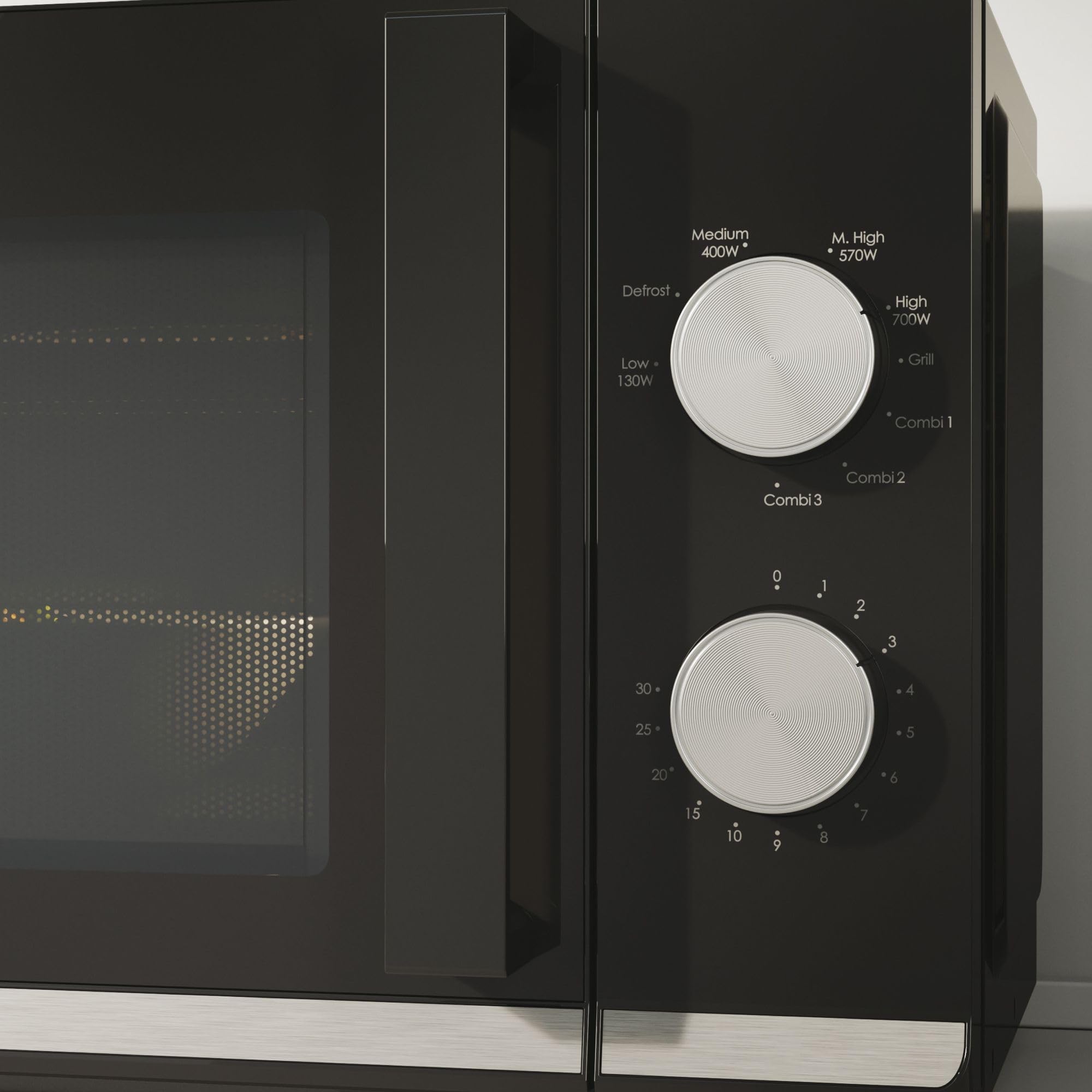 Candy Moderna CMG20TNMB Four Micro-ondes 700 W 20L , Fonction Gril, Fonction Décongélation, 20 litres, Plateau Tournant 24,5cm, Noir & Silver