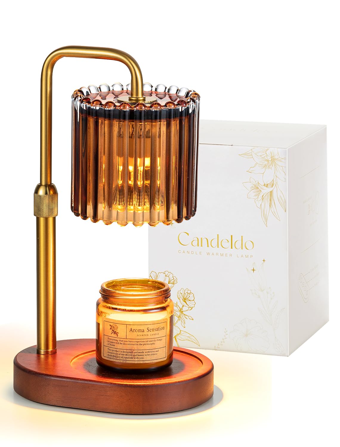 Candeldo Brown Candle Warmer Lamp with Timer, Birthday Gifts for Women Mum