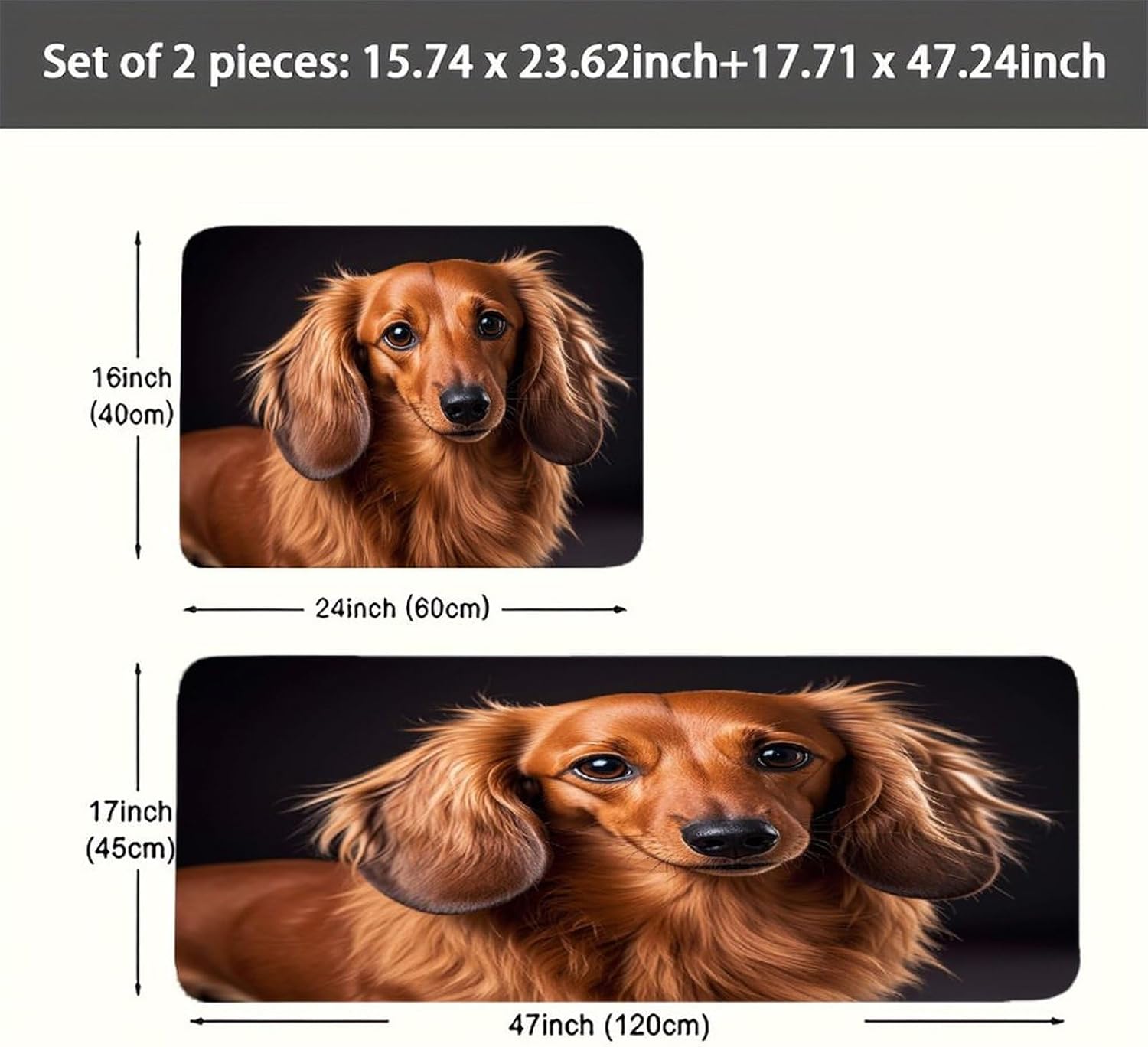 Long Haired Dachshund Kitchen Mat Kitchen Rug Set | Kitchen Rugs Flannel Velvety Washable breathable Water Absorbent Soft ，kitchen utensils for Kitchen, Floor,Laundry