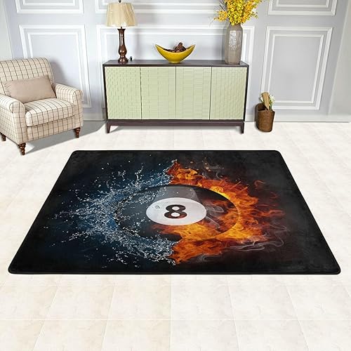 Billiard - Alfombra de área de 8 bolas de 4 x 6 pies, antideslizante, alfombra grande para sala de estar, dormitorio, absorbente, lavable, con parte