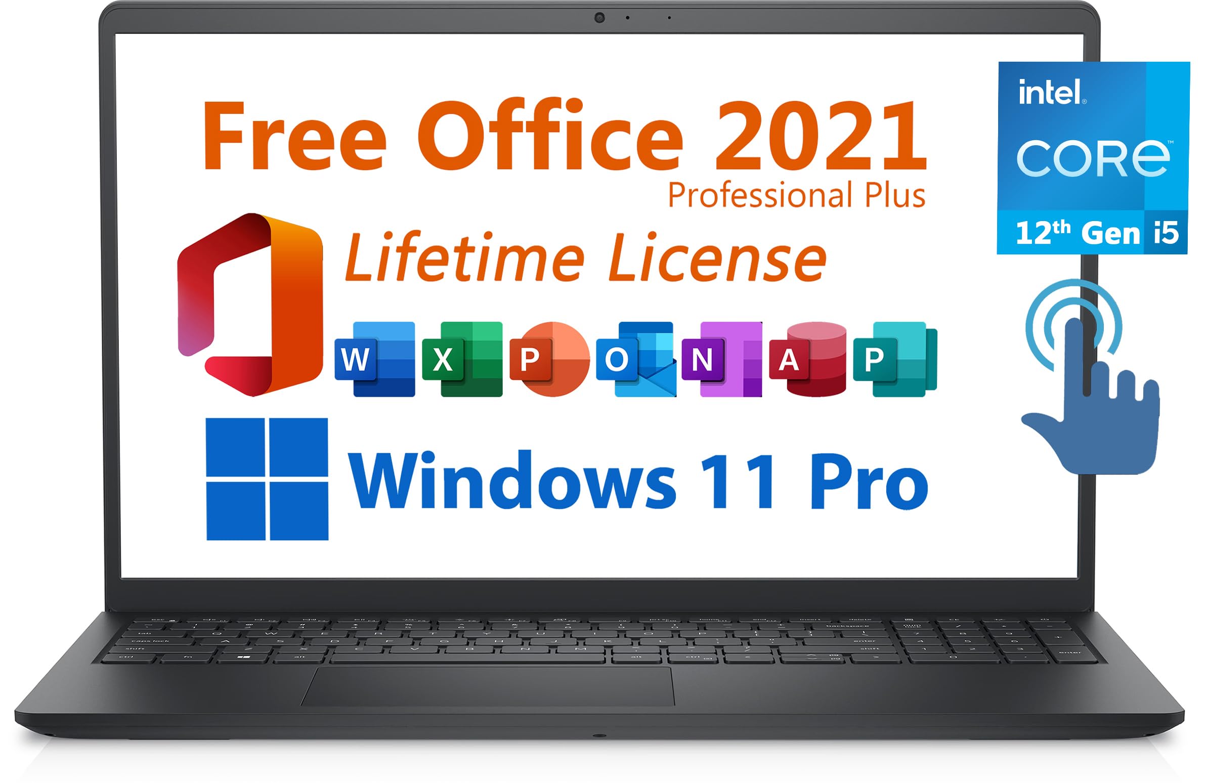 2024 Inspiron 15 Business Laptop, Free Microsoft Office 2021 with Lifetime License, 15.6"" Touchscreen FHD, Intel 10-Core i5-1235U, 32GB DDR4 RAM, 1TB PCIe SSD, Windows 11 Pro, Black, 3520I512T