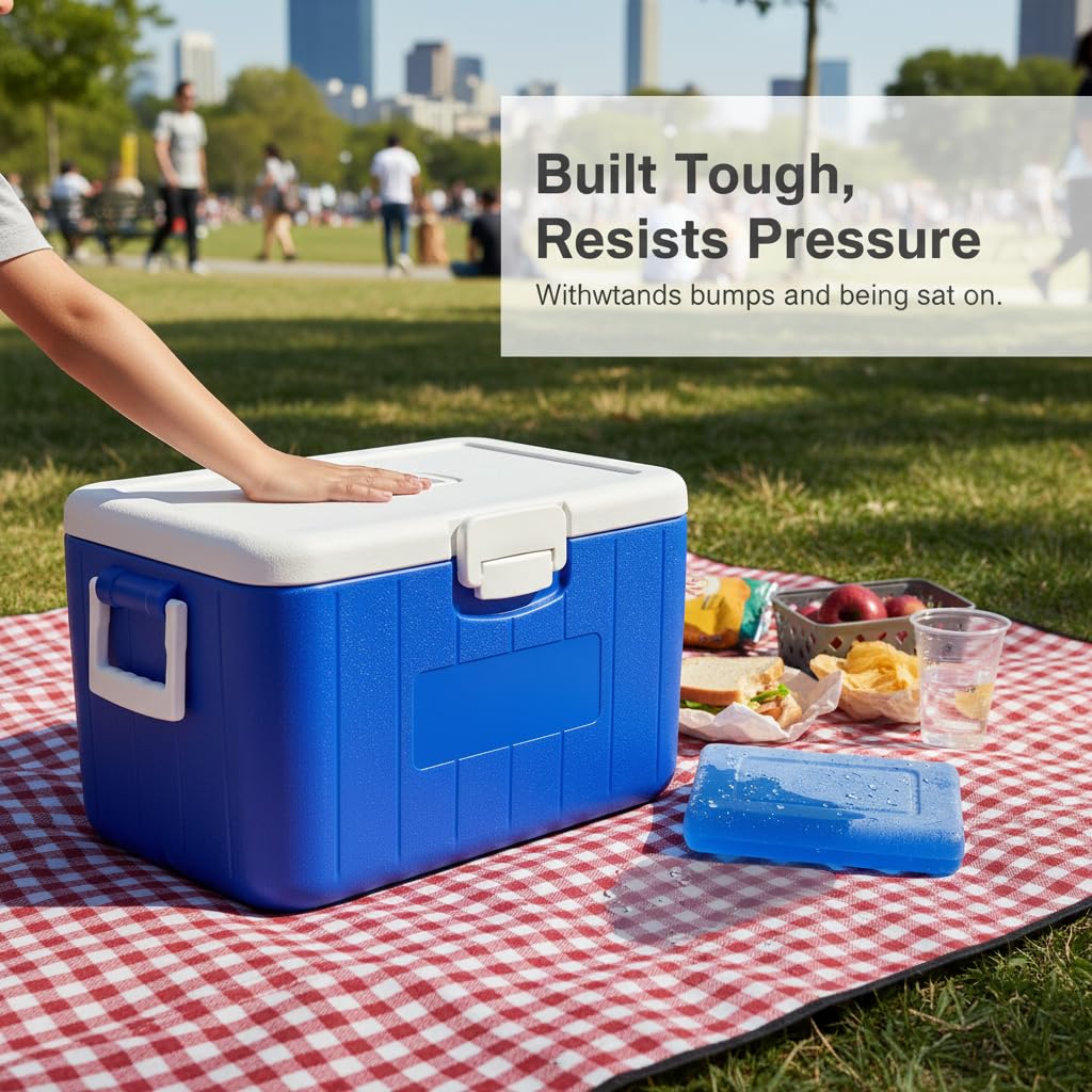 Kühlbox 30 Liter ohne, Tragbare Isolierbox und Warmhaltebox aus für Picknick und Camping, für Strand, Style to 2