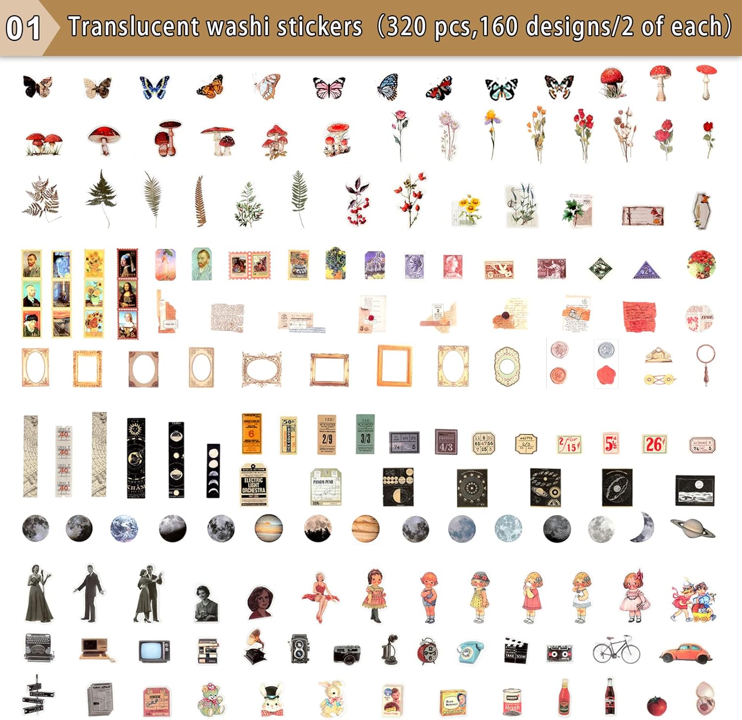 Draupnir 800pcs Vintage Junk Journal Supplies,Scrapbook Supplies Scrapbooking Paper and Stickers Ephemera for Art Aesthetic Journaling Kit Collage