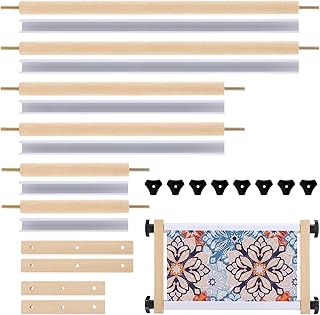DoubleFill Kreuzstich-Rahmen-Set mit Kunststoff-Klemmen, Buche, Hartholz, verschiedene Größen, Stickrahmen, Nadelspitze, Kreuzstichhalter, quadratischer Stickrahmenhalter für Nähprojekte