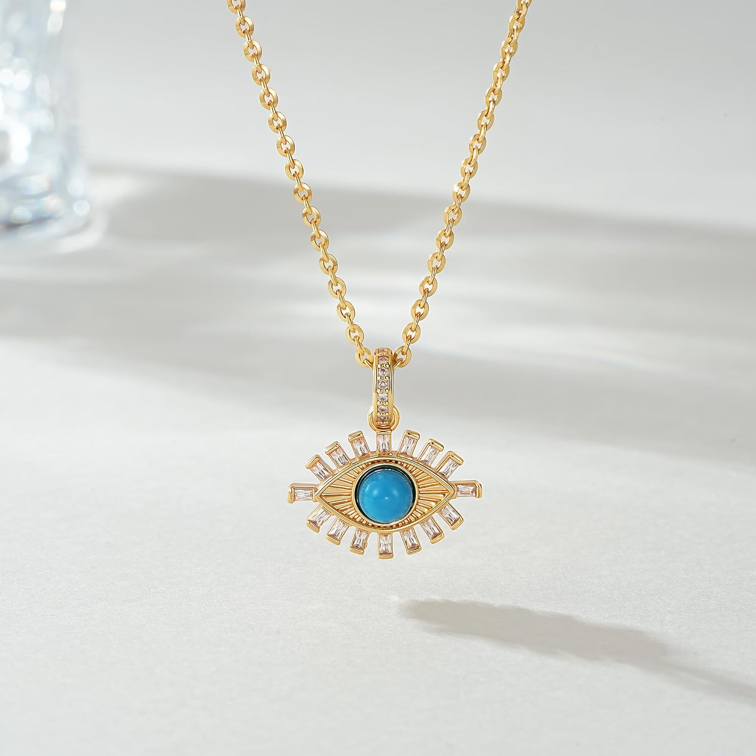 Valloey Rover Turquoise Necklaces for Women-Charm Gold Pendant Necklace 14K Gold Plated Dainty Statement Pendant Necklaces Turquoise Jewelry Gifts for Women - Image 4
