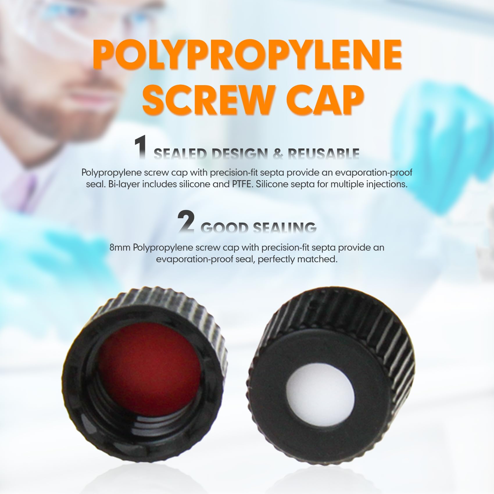 100 Fiale Vetro HPLC 2ml Amber - Con Tappi Vite Blu E Setti PTFE/Silicone - Foto 9