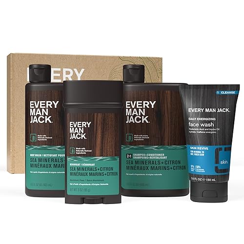 Every Man Jack Juego de minerales marinos para hombre + cuerpo de cítrico, set de regalo corporal con ingredientes limpios y un aroma de minerales
