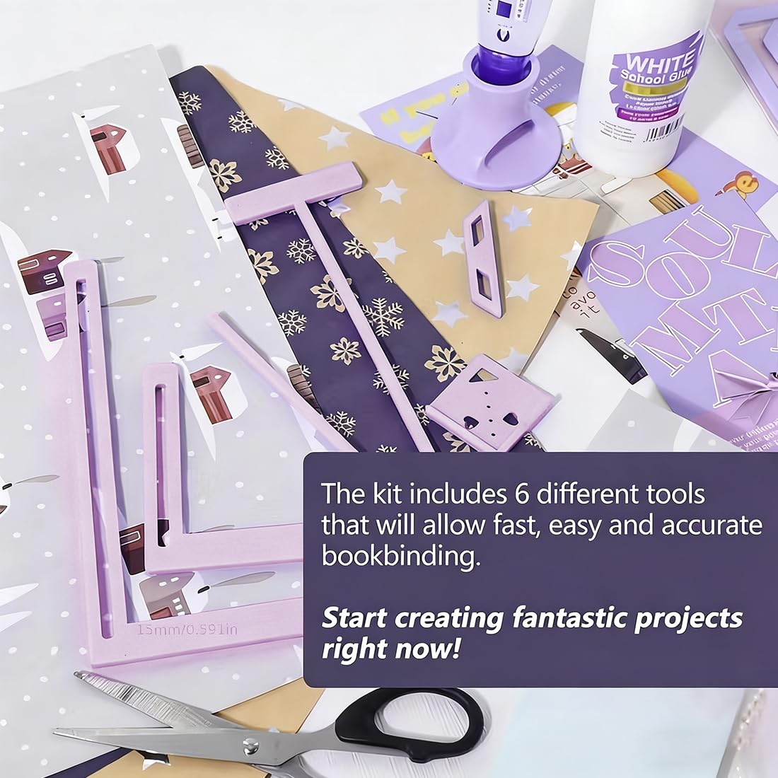 HAGNA Set 6 pezzi righelli e sagome multifunzione per legatoria, scrapbooking, diari fai-da-te