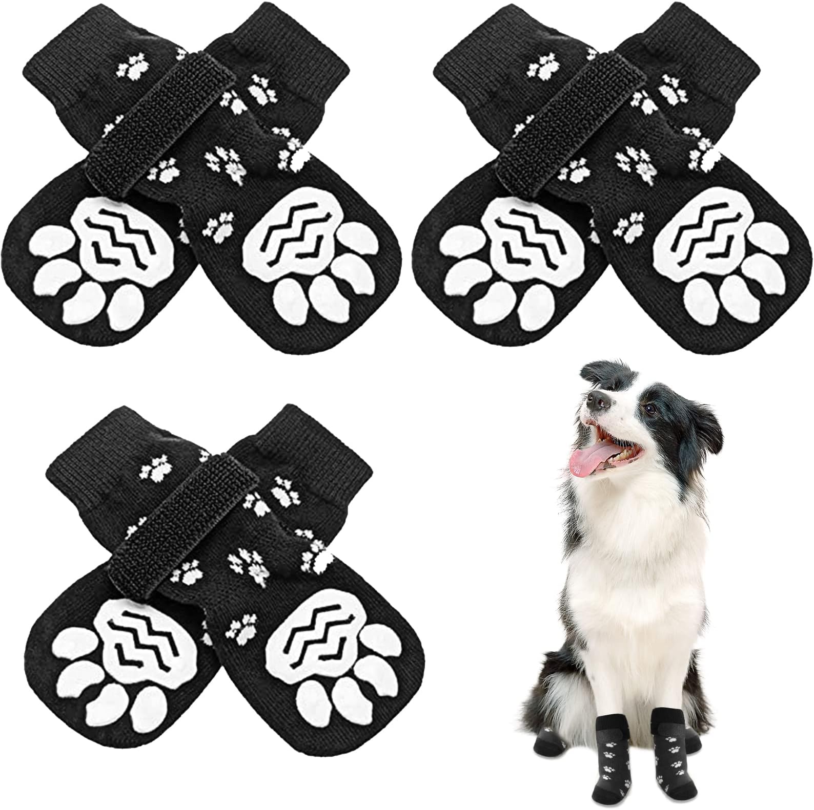 6 PCS Anti Slip Dog Socks, Pet Socks Dog Boots Dog Paw Winter Protector