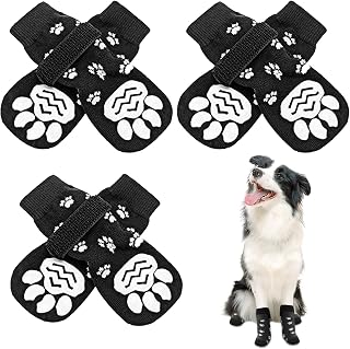 6 PCS Anti Slip Dog Socks, Pet Socks Dog Boots Dog Paw Winter Protector Traction Control Dog Socks with Grip Dog Grip Socks Indoor Rubber Dog Socks Dog Anti Slip Socks Indoor with Rubber Reinforcement