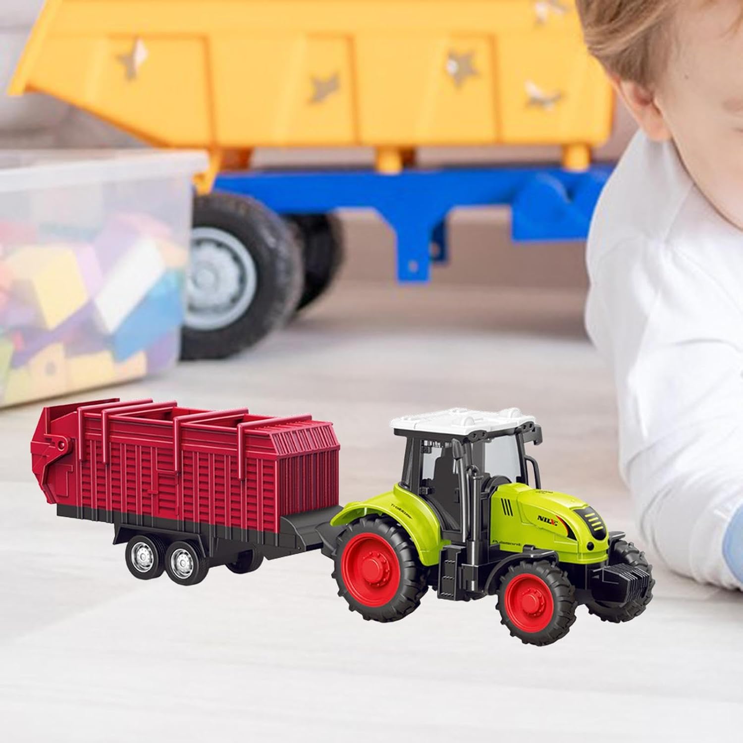 Farmer Tractor Toy Collectible Party Supplies Small Construction Vehicle Friction Powered for Gift, Rice Truck