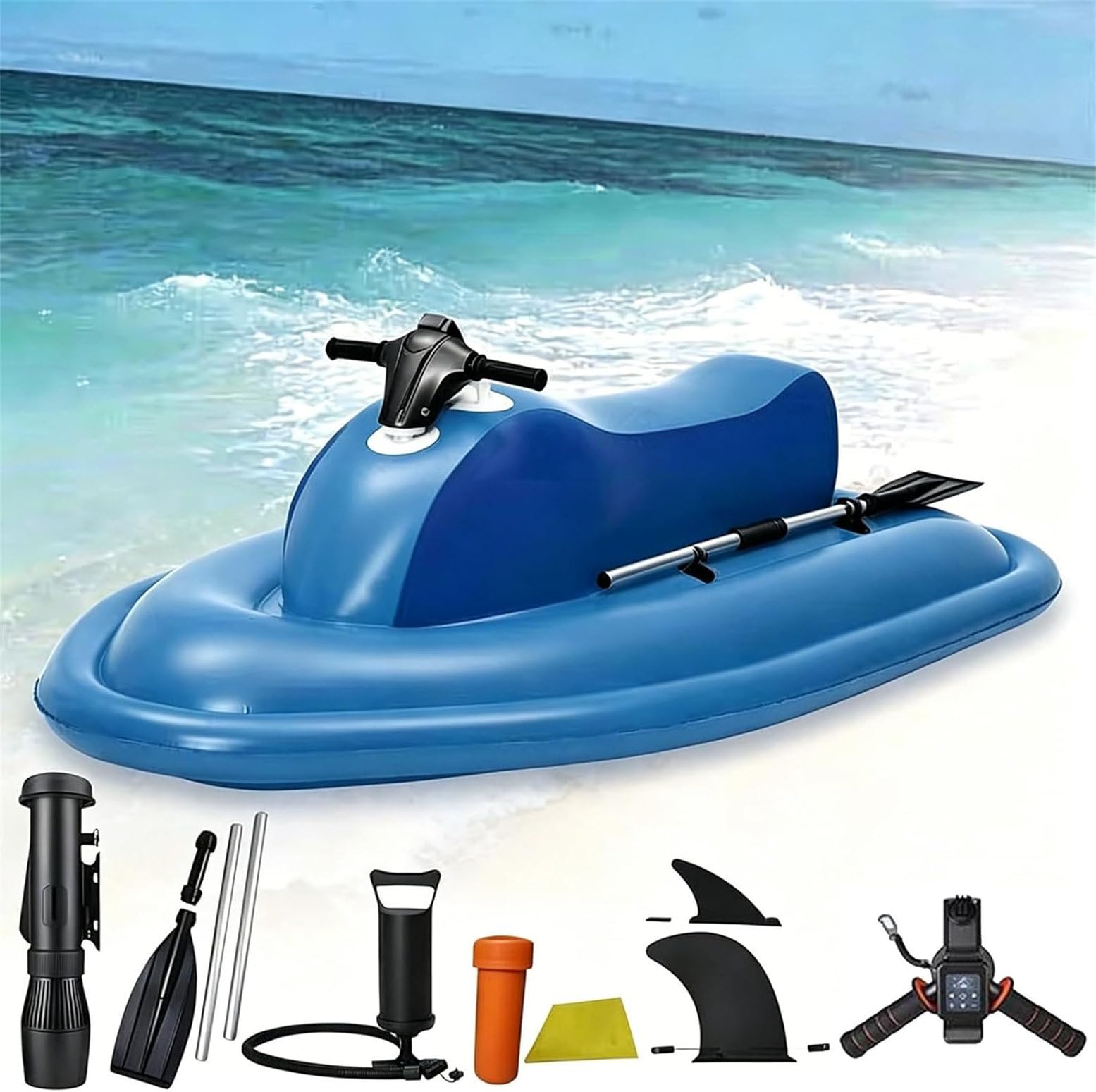CYMYYDS 500W Electric Underwater Scooter, 2-in-1 Foldable Electric Inflatable Jet Ski & Diving Scooter, 3-7 Km/H Booster for Electric Surfboard, Adjustable Speed, Max 40m Depth 16A