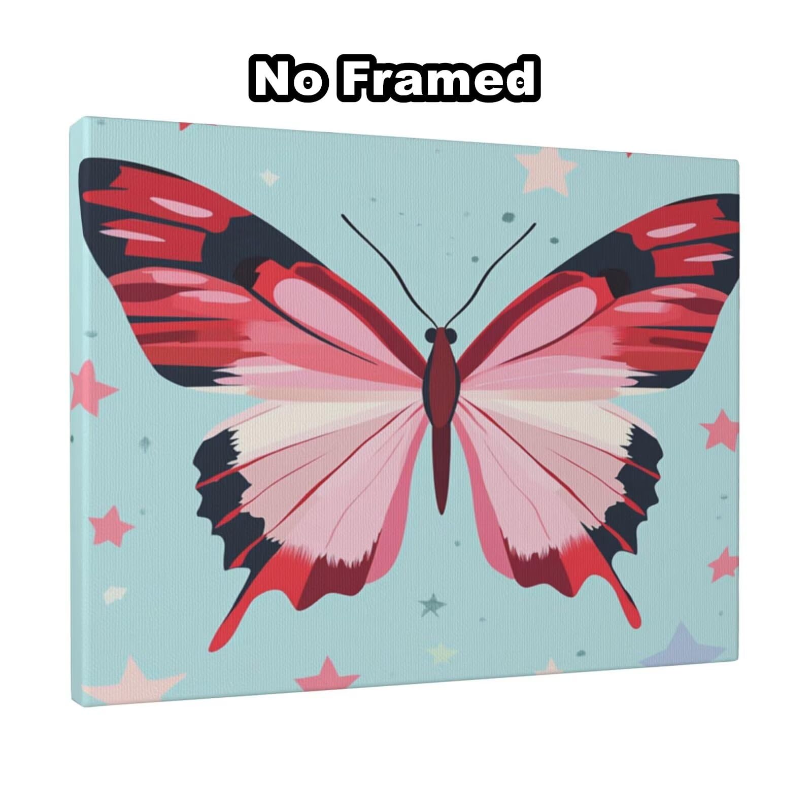 Malen nach Zahlen MK418 Malen-nach-Zahlen-Set für Erwachsene, Motiv: Schmetterling, Stern, Malen nach Zahlen für Anfänger, Acryl-Peinture a Numero mit 6 Pinseln, DIY-Ölgemälde, Kunsthandwerk für