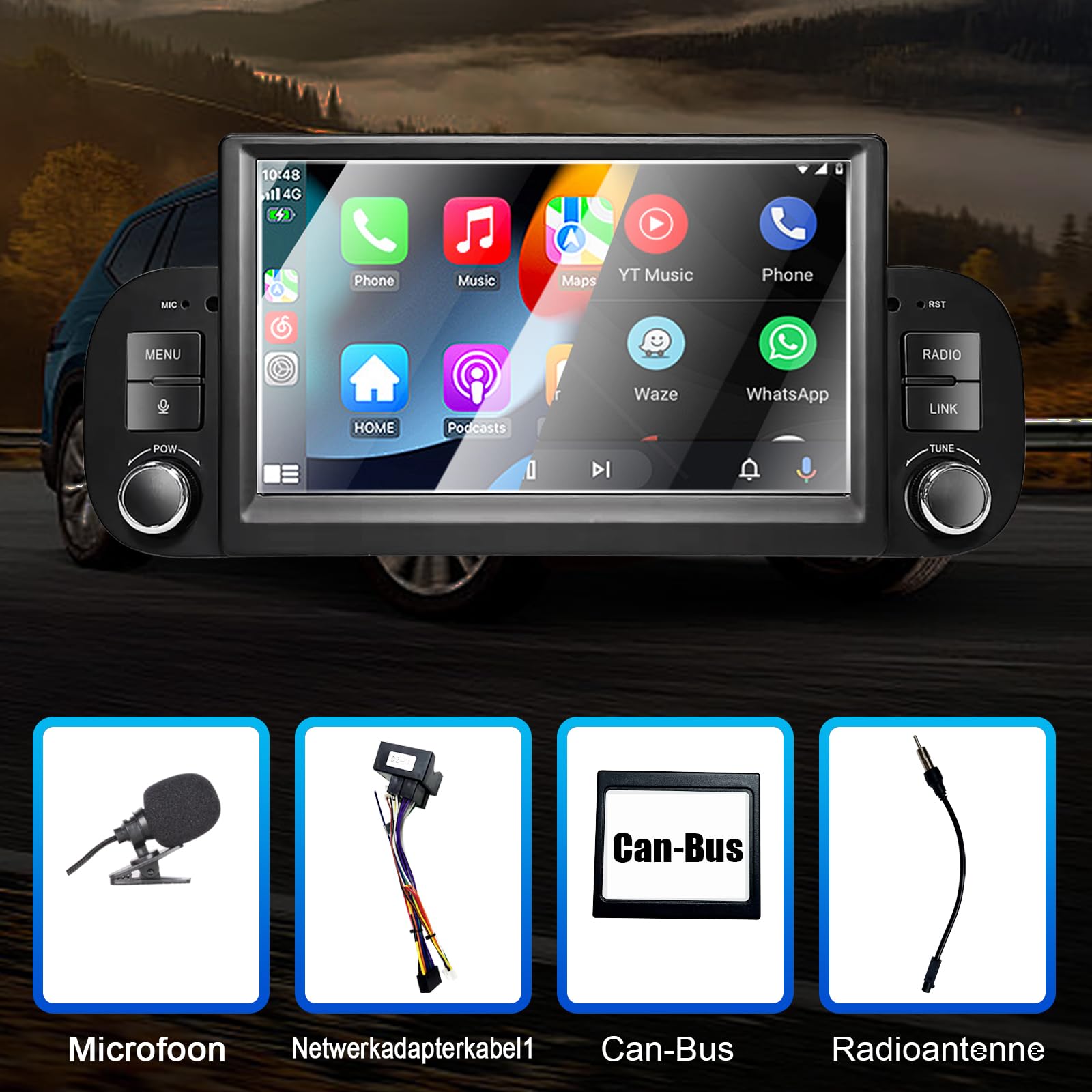 [Alta Potenza] Liulbobu Autoradio per FIAT Panda 2013 2014 2015 2016 2017 2018 2019 2020 con 7" Touchscreen Autoradio Wireless Carplay & Android Auto,Bluetooth Mirror Link/RDS AM/FM/USB/DSP