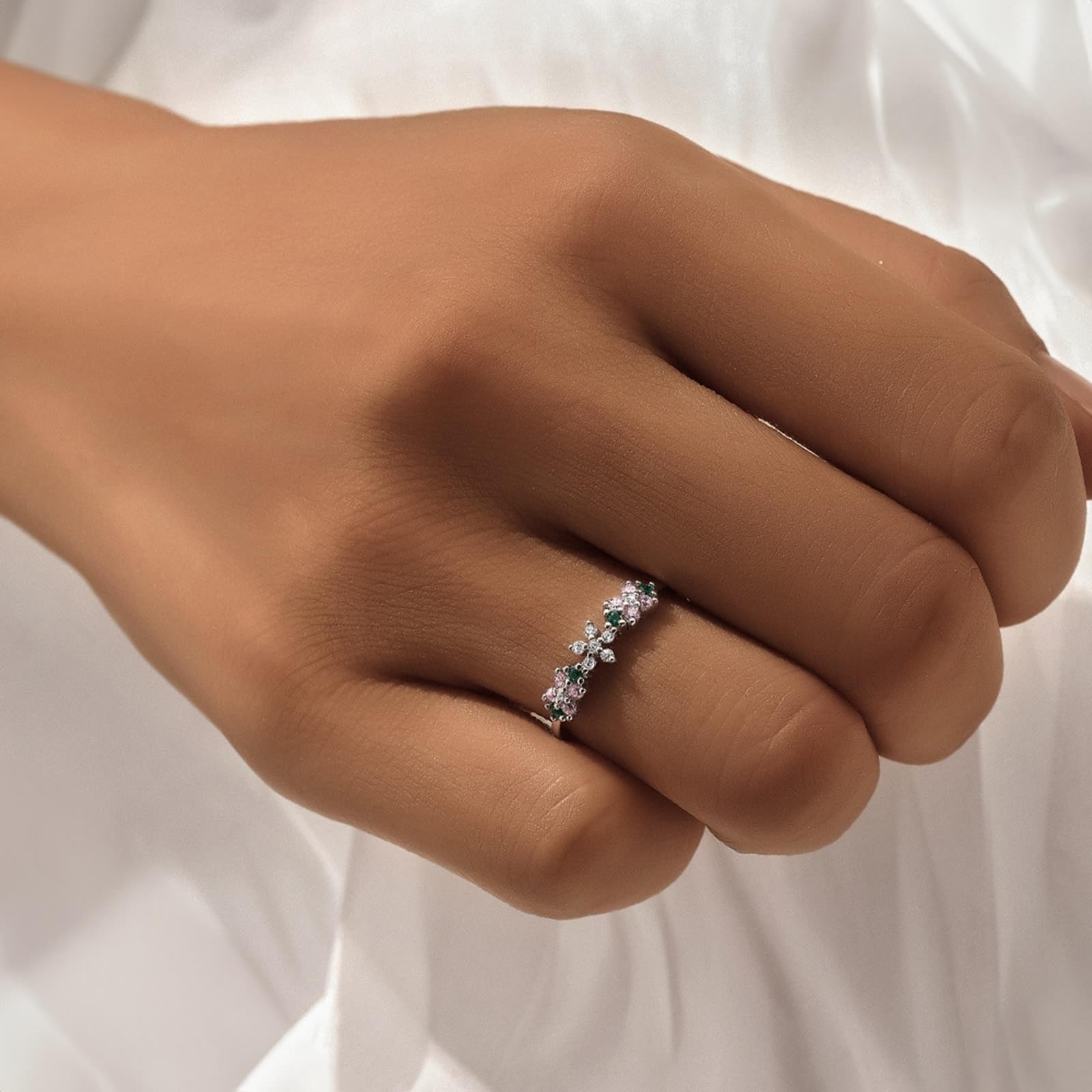 Anillos de boda para mujer, anillo de compromiso de oro blanco de 9/14/18 quilates con piedra preciosa redonda