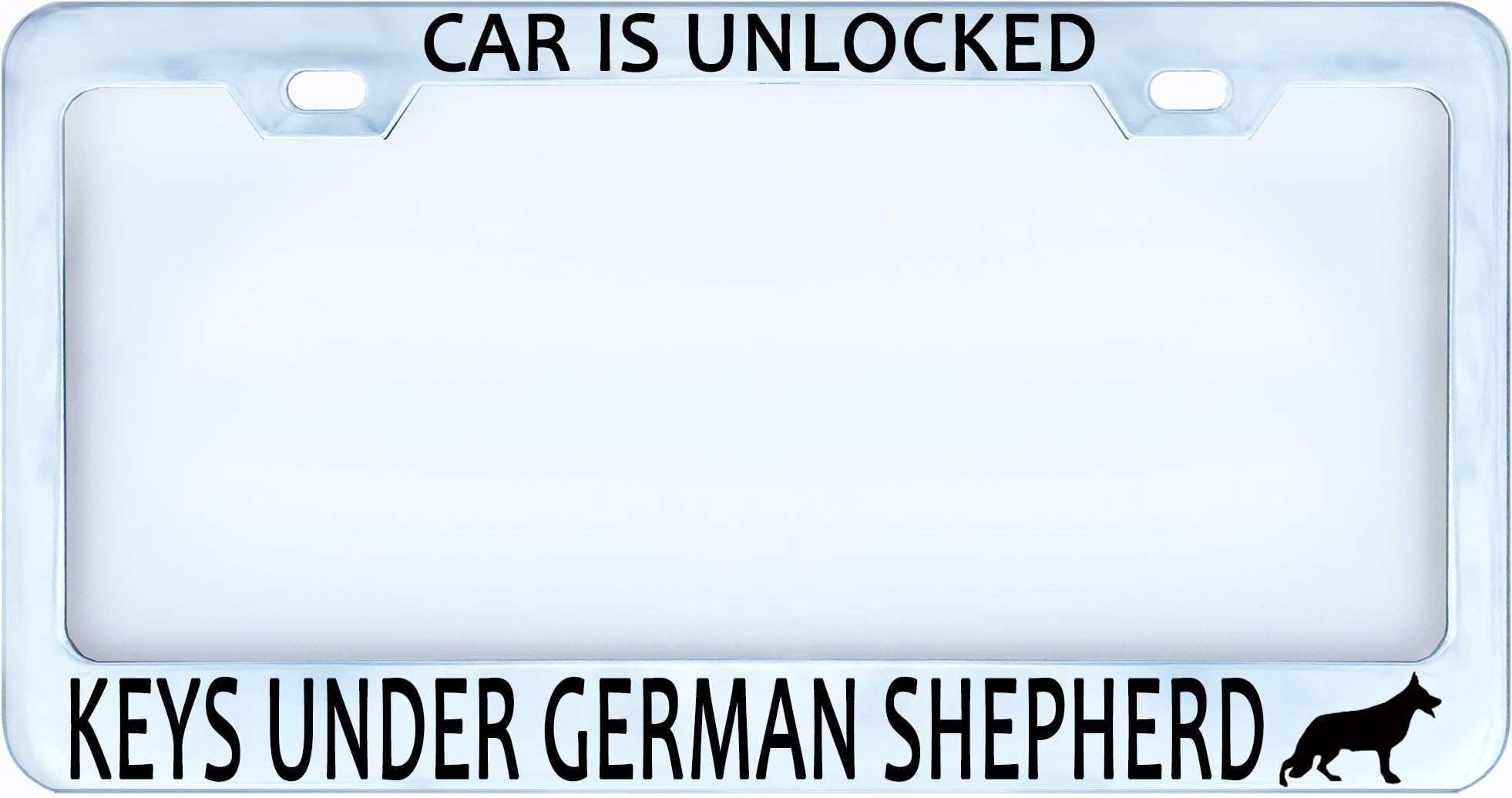 customamericans CAR is Unlocked Keys Under German Shepherd Dog Paw License Plate Frame Tag Weatherproof