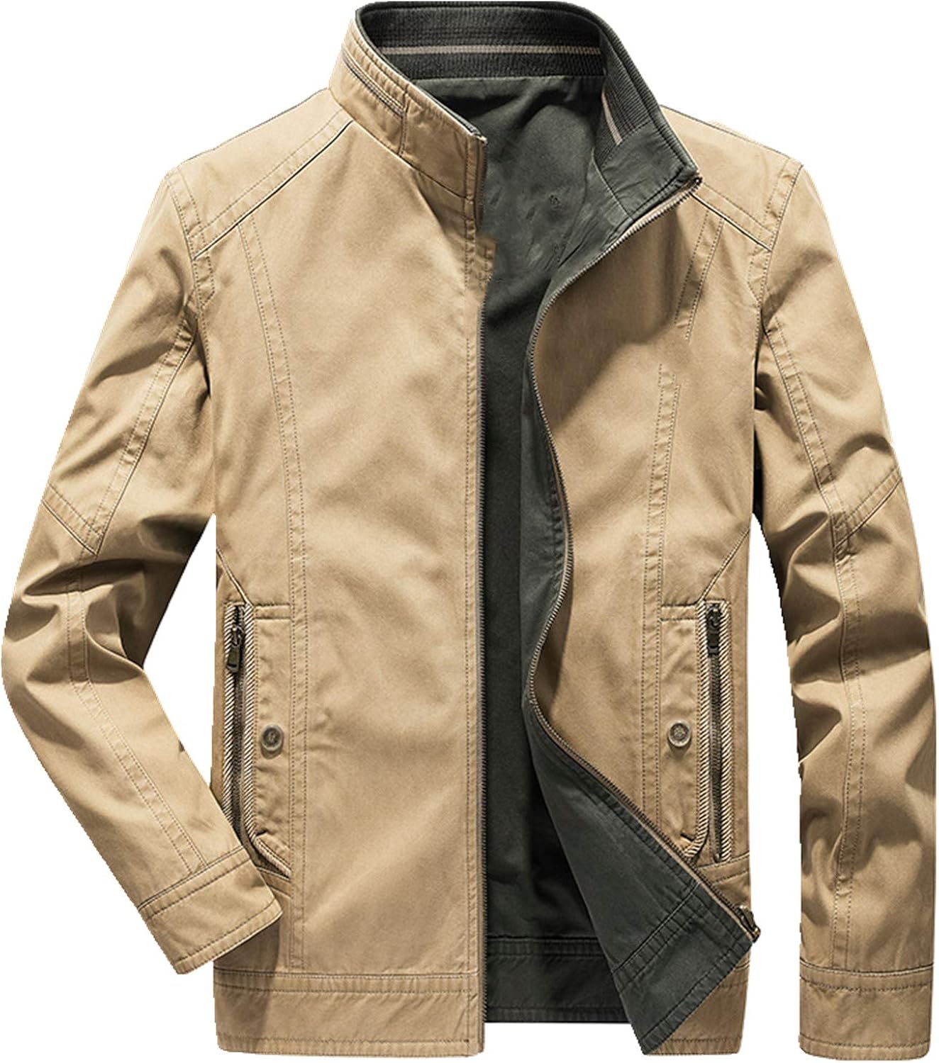 Double sided jacket men's stand collar cotton loose men's casual coat