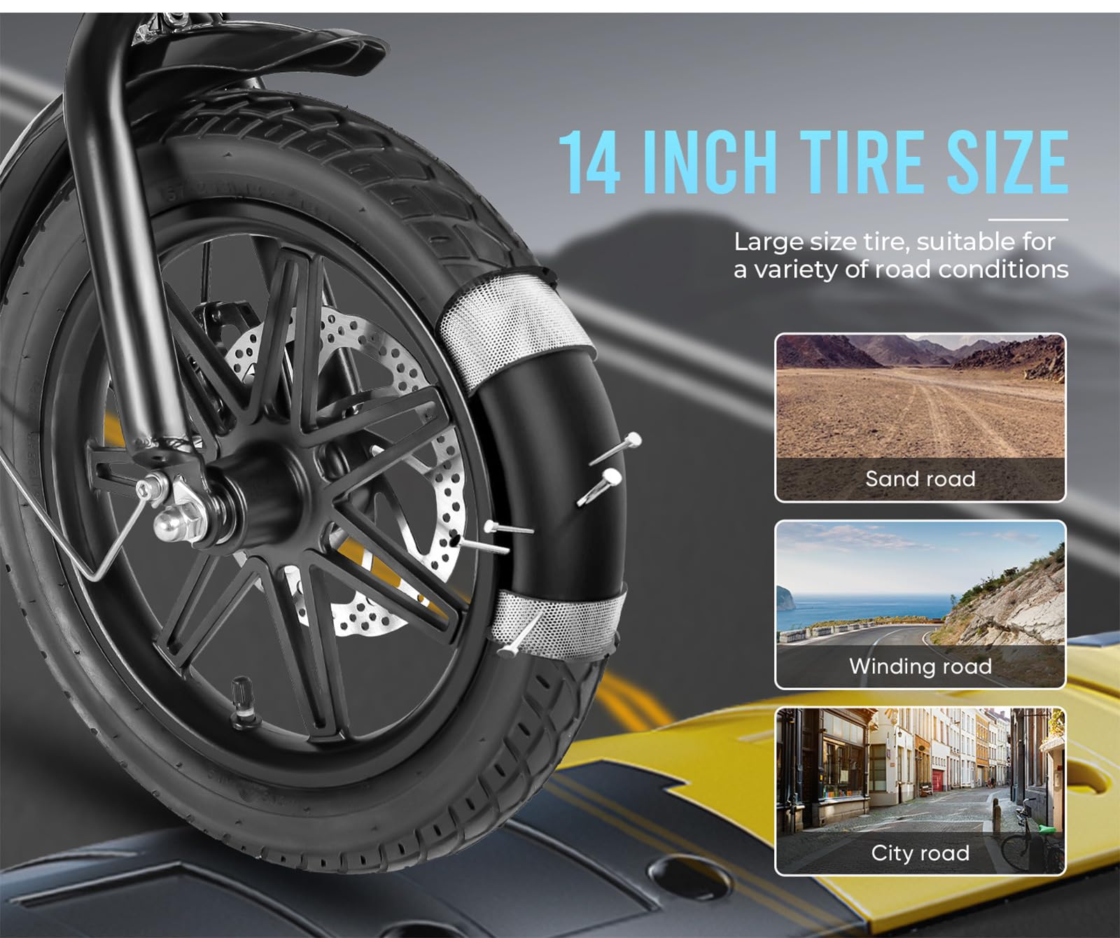 SAMEBIKE Bici Elettrica 14", Batteria al Litio 36V 7.8AH, Autonomia 60KM, E-bike Piegevole con Display LCD, Doppi Freni a Disco, Motore 250W per Pendolari Urbani, Leggera e Portatile